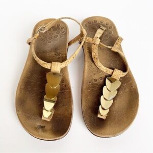 Vionic Miami Cork Straps Thong Slingback Sandals Women’s Size 9 Tan Gold Comfort